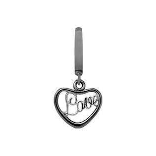 Christina Heart Love charm – sort sølv, 6 mm til Classic læderarmbånd